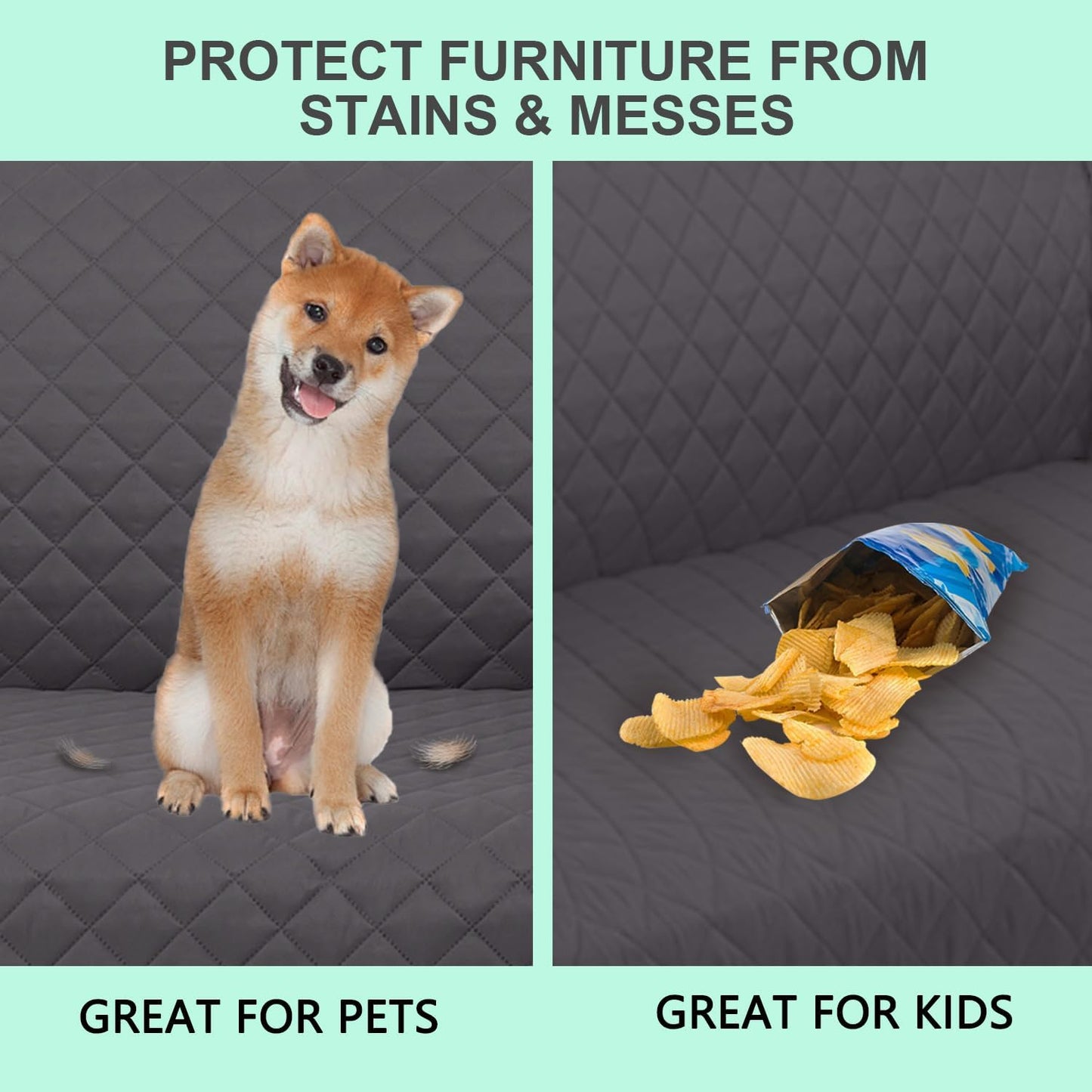 Recliner Chair Covers Reversible Sofa Couch Cover for Pets Lazy Boy Furniture Protector(23''Chair,Dark Grey/Light Grey)