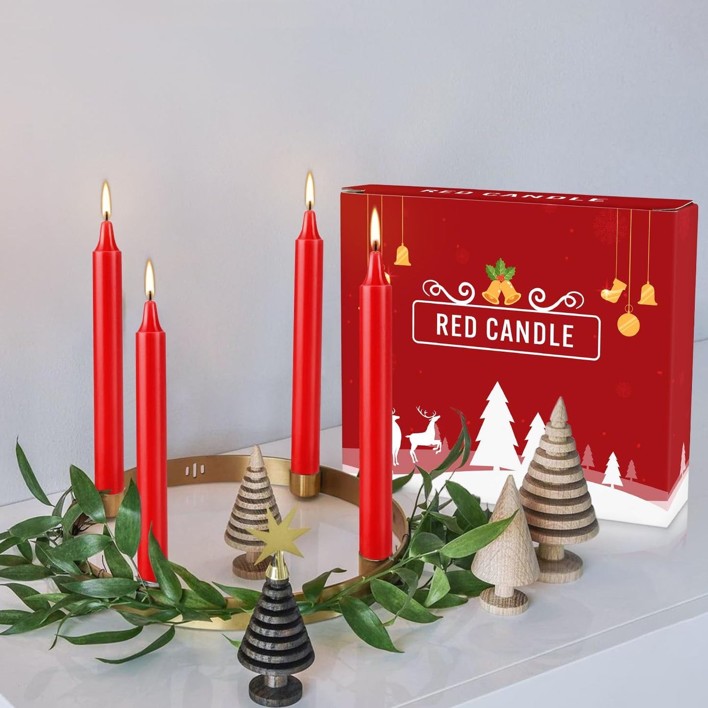 Set of 20 Red Candles –Spell Chime Candles for Christmas,Household, Wedding, Rituals, Prayer, Birthdays, Meditation, Altar,Party and Home Décor Candlesticks - 4 Inch Tall, Unscented (Red)