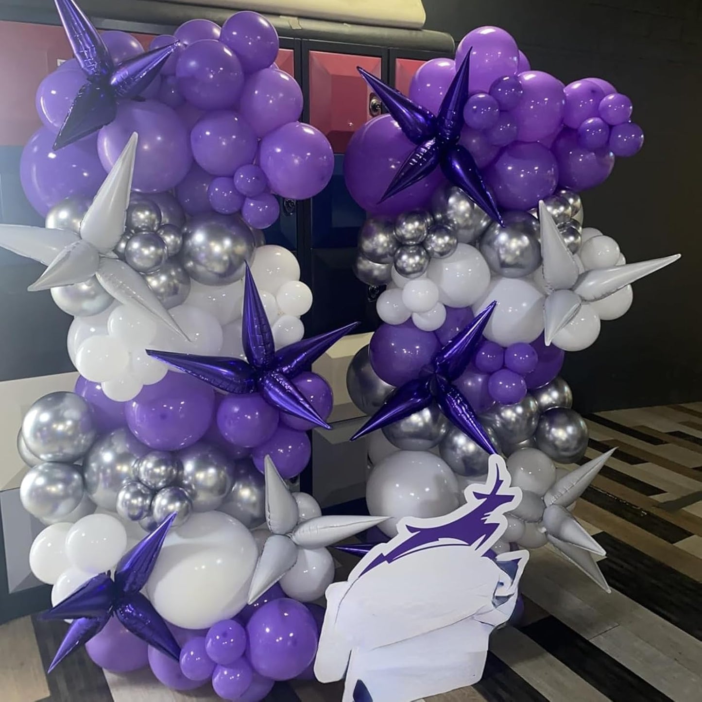 Purple Star Balloons 12pcs, 27/22 Inch Foil Star Explosion Balloons, Large Spike Mylar Cone Balloon, Fireworks Shape Balloon Party Decor for Wedding Graduation Birthday Halloween