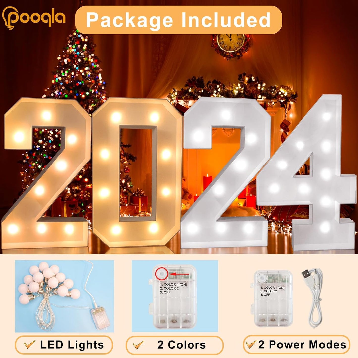Pooqla 3FT Light Up Marquee Numbers, LED Large Lighted Marquee Numbers, Giant LED Light Up Mosaic Number for Balloon 9th 19th 90th Birthday Decoration Party Decor, Cool White and Warm White Number 9