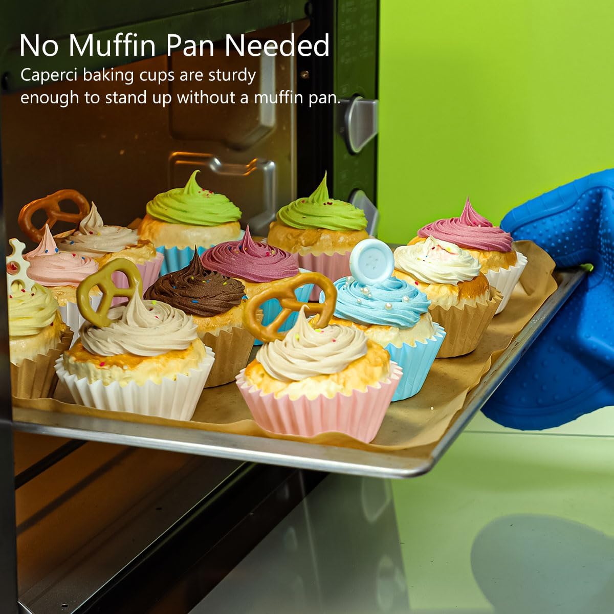 Caperci Heavy Duty Standard Natural Cupcake Liners 150 Counts - Grease-Resistant Paper Muffin Baking Cups, Odorless, No Muffin Pan Needed, Easily Peels (Natural)