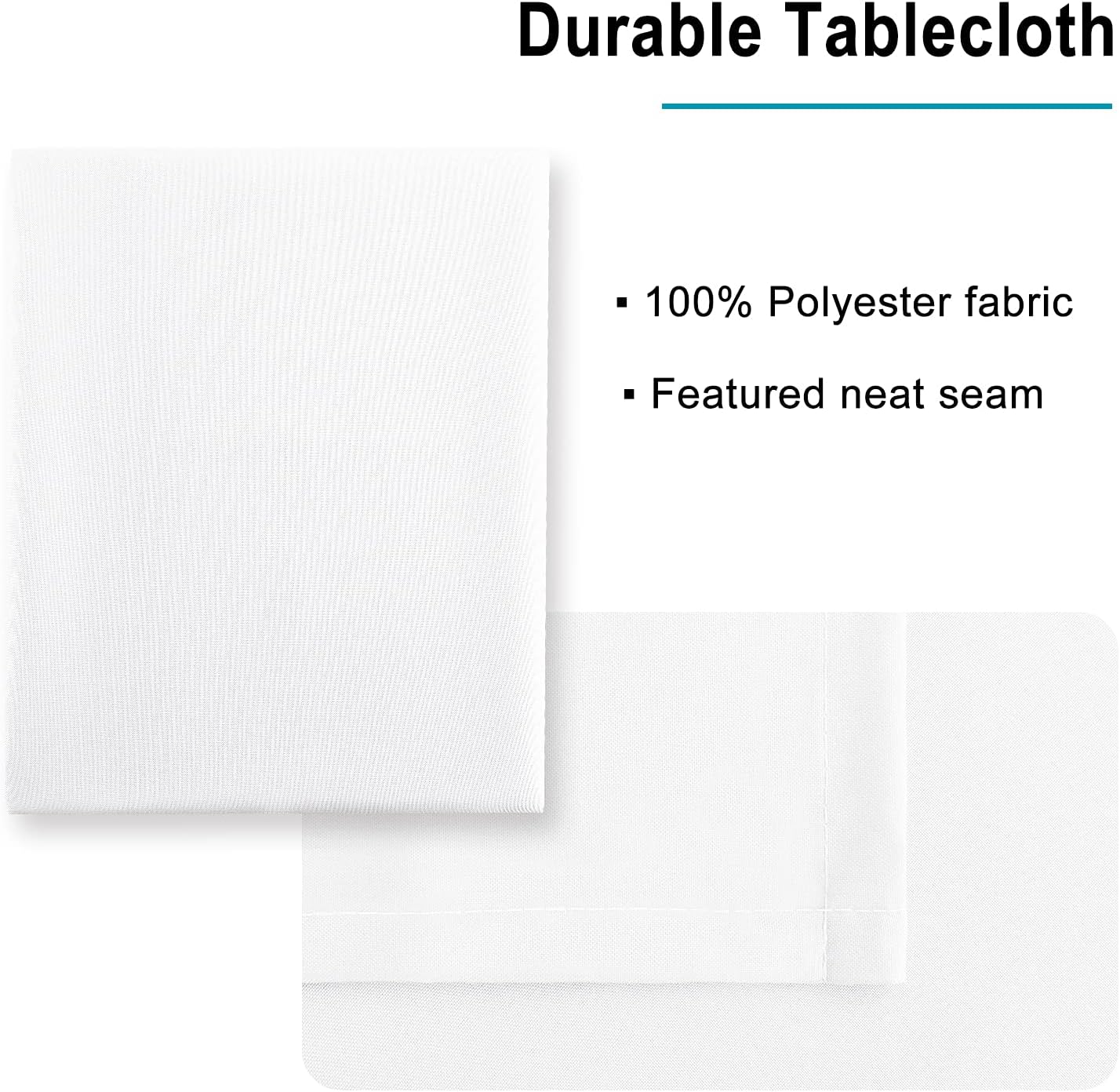 Hiasan White Rectangle Tablecloth - Waterproof Washable Polyester Fabric Table Cloth for Buffect Dining Birthday Party Wedding, 70 x 120 Inch