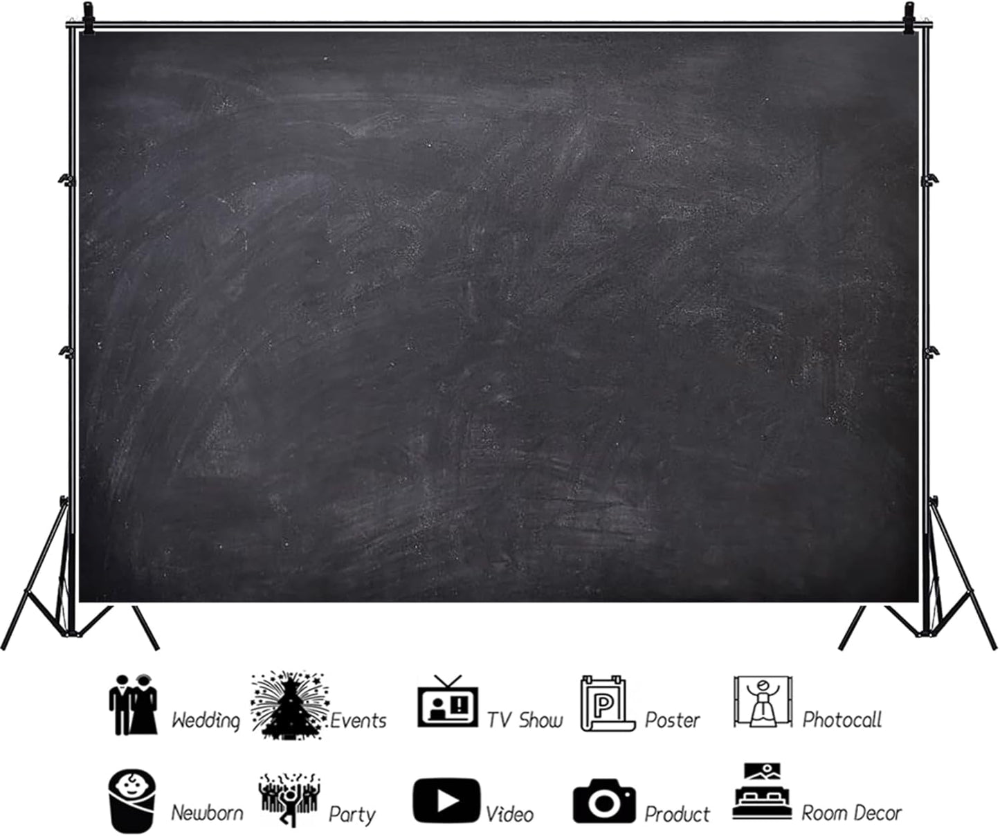Renaiss 6x4ft Blank Blackboard Backdrop for Photoshoot Man Woman Portrait DIY Chalkboard Photography Background Back to School Banner School Season Photo Booth Props Wedding Teachers` Day Party Decor