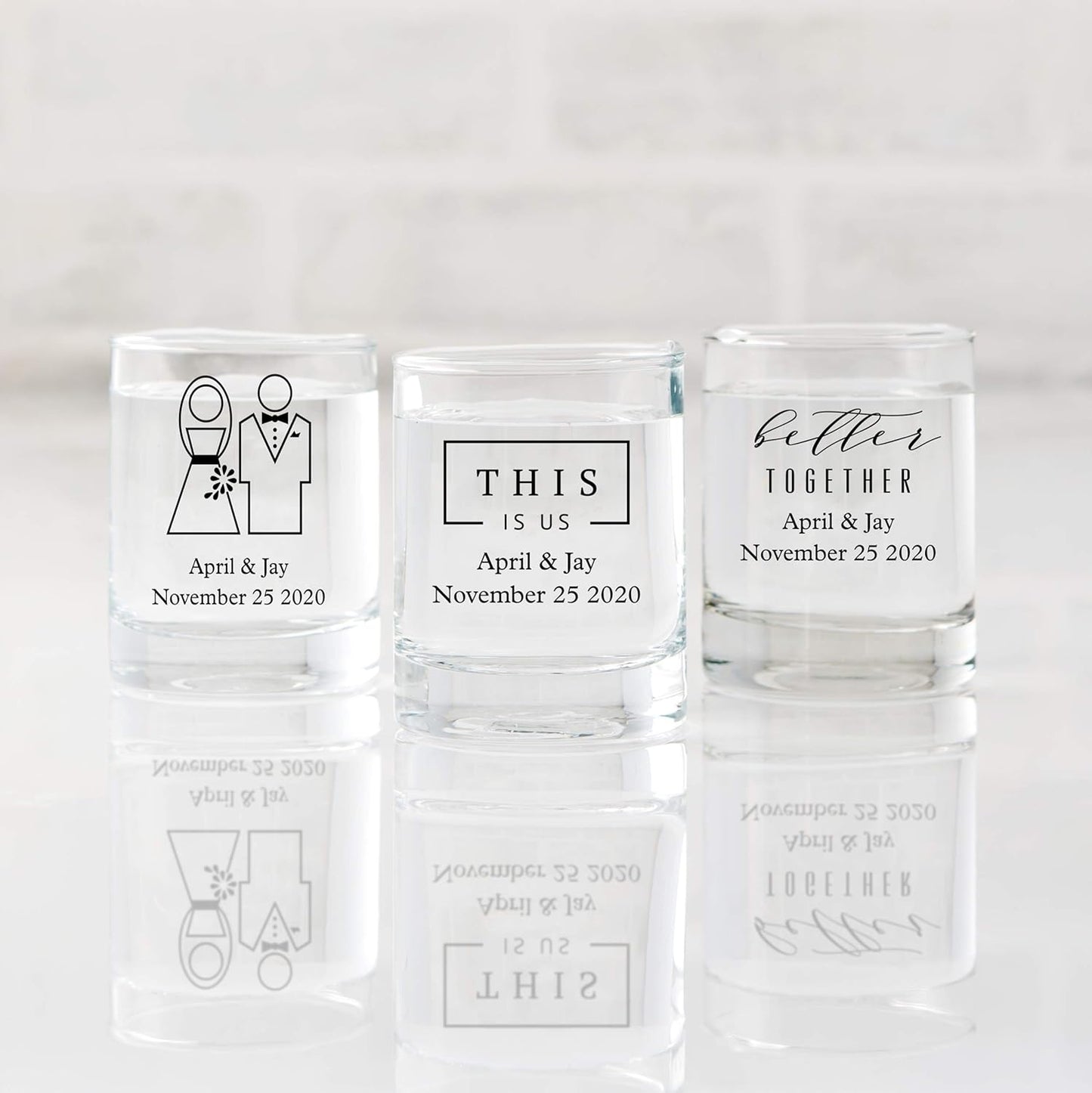 WEDDINGSTAR Personalized 2.75oz Shot Glass Customizable Full Color Print - 60 pack