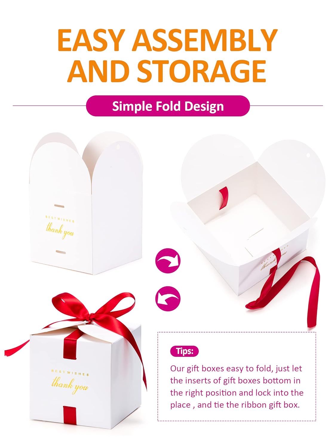 MESHA Gift Boxes 4x4x4'' 10 Pack, Small White Gift Boxes with Lids,Bridesmaid Proposal Box, Wedding Boxes for Gifts Thank You Box with Ribbon Cupcake Boxes
