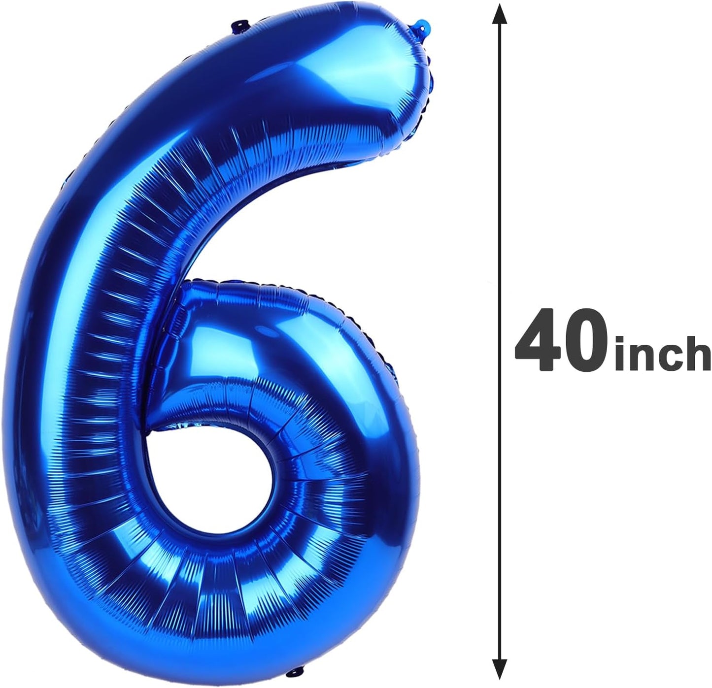 Navy Blue Jumbo Number 6 Balloon 40 Inch, Boy Girl 6th Birthday Supplies, Foil Helium 6 16 26 46 66 Birthday Giant Balloon, Mylar Blue Number Balloons Anniversary Decorations