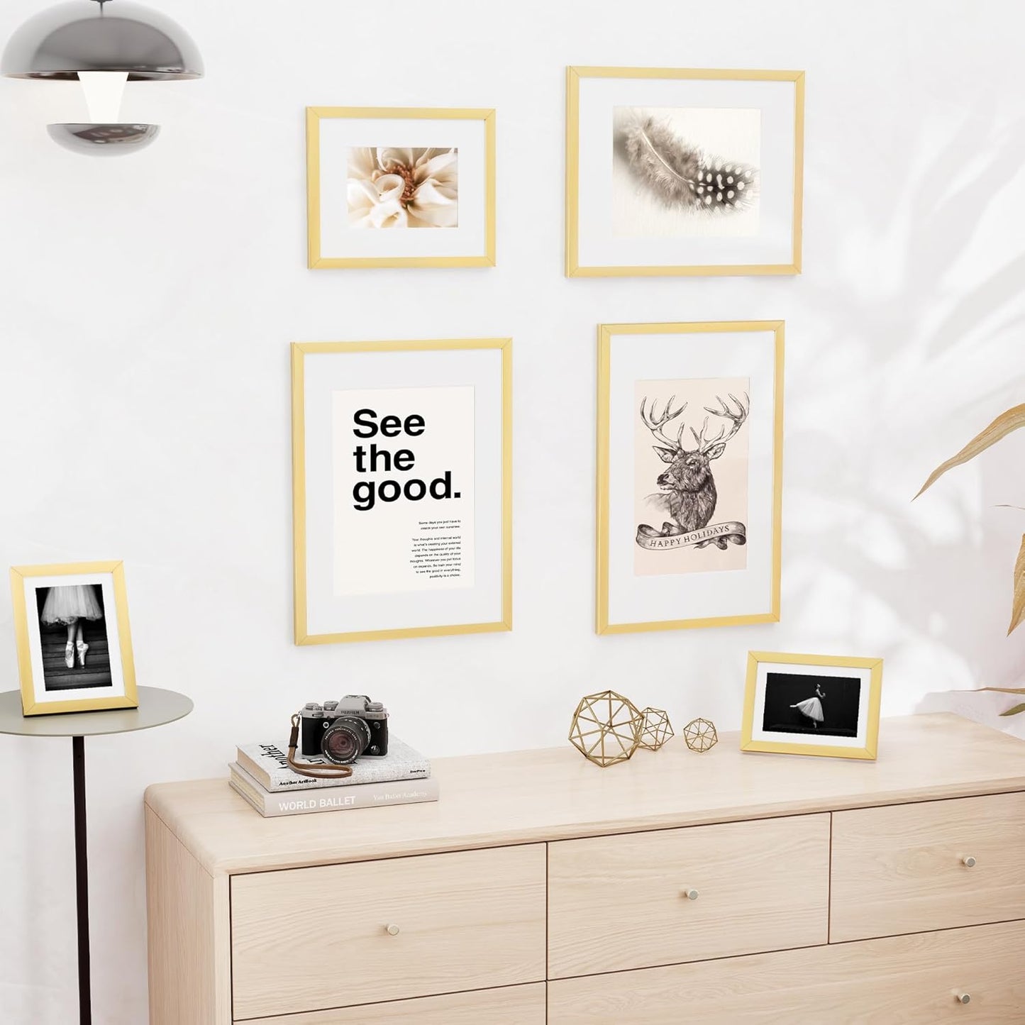 20x30 inch Picture Frame, 20x30 Photo Frames with 16x24 Removable Mat - High Definition Plexiglass - Vertical and Horizontal Display - Wall Hanging Poster Frame - Gold, 5 Pack