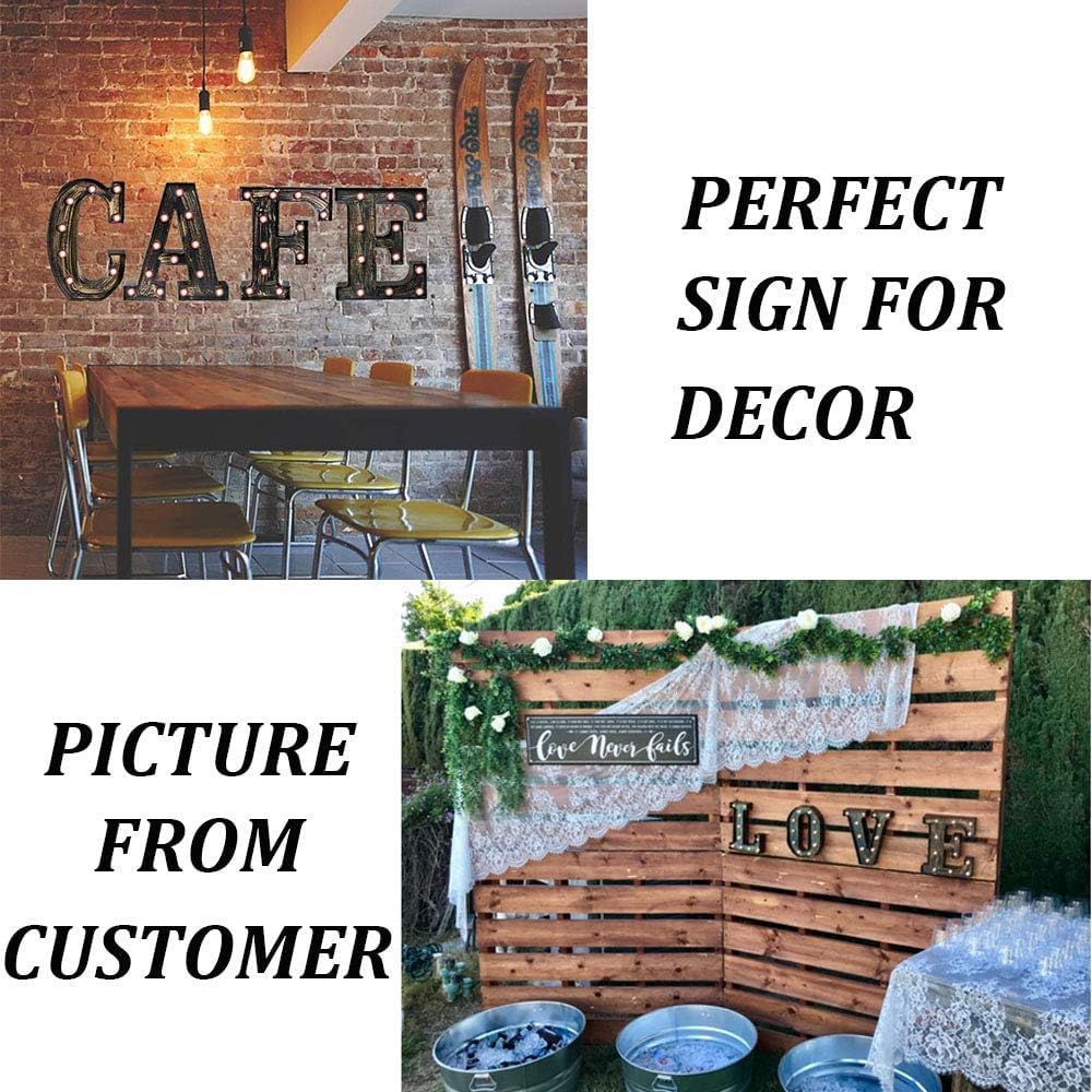 OYCBUZO Golden Black Led Marquee Letter - Industrial, Vintage Style Light Up Alphabet Letter Sign for Cafe Wedding Birthday Party Christmas Lamp Home Bar Initials Decor - D