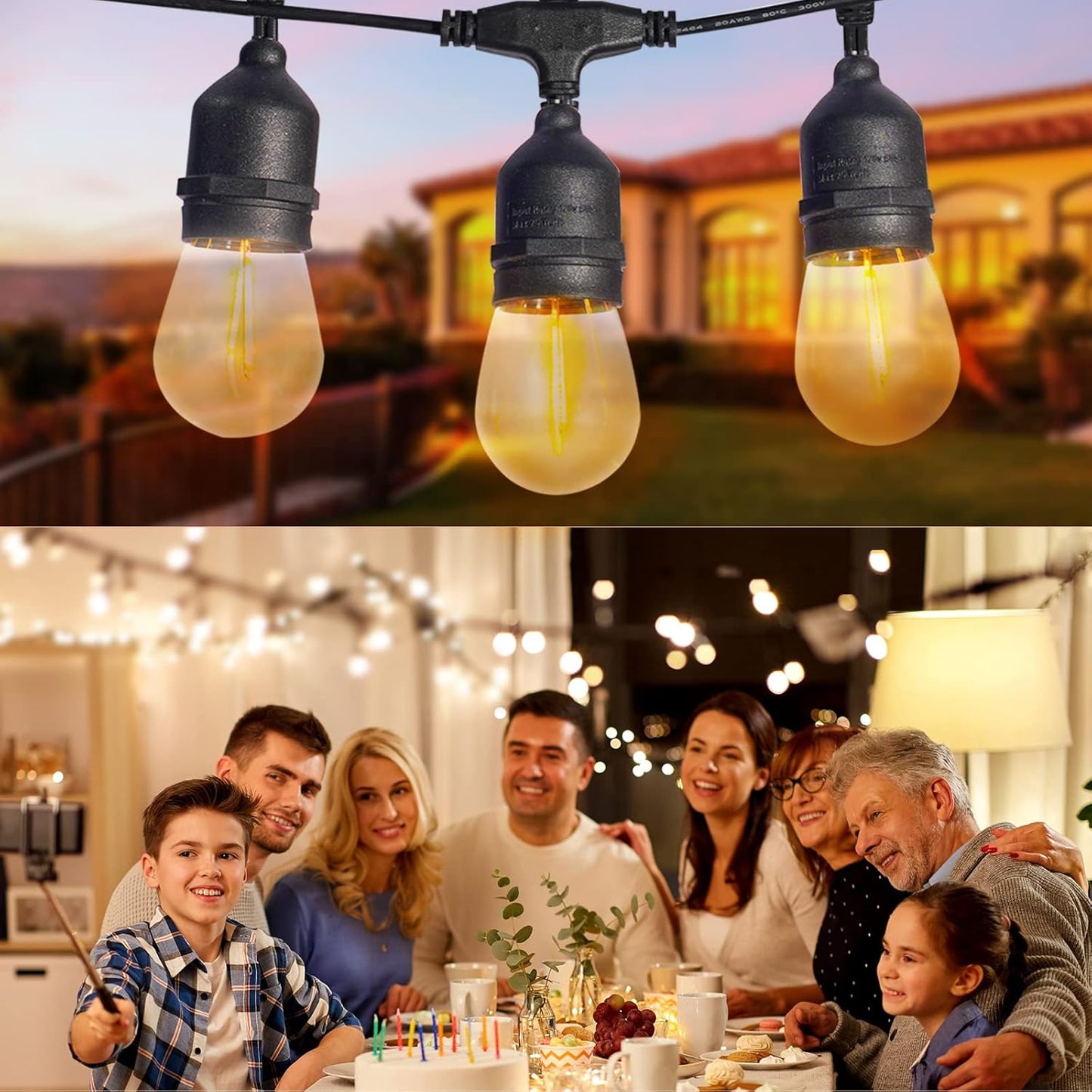 Solar String Lights Remote Control, 100FT Dimmable Outdoor String Lights, 32 Shatterproof Solar Patio Lights, Ambience On Your Garden Backyard