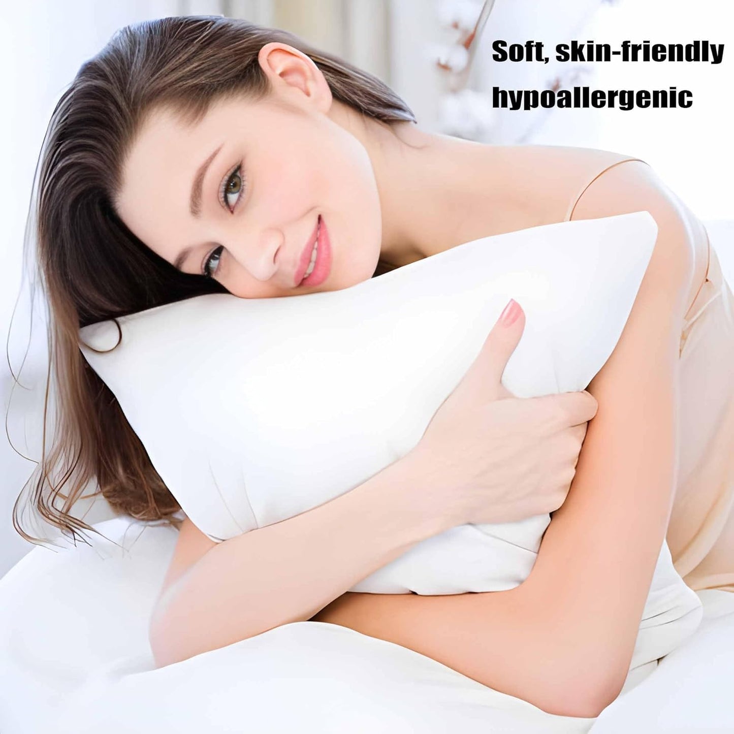Ultra Thin Flat Soft Bed Pillows Queen Size Set of 2 Pack for Sleeping 20"x30", Hypoallergenic Skin Friendly Machine Washable