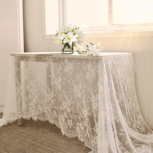 Lace Tablecloth White Wedding Tablecloths 60x120 Inch Vintage Rustic Farmhouse Table Fabric for Romantic Wedding Table Decorations