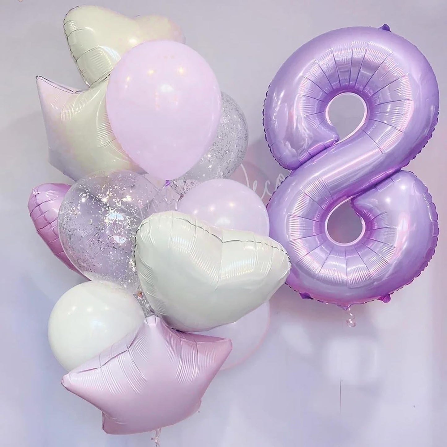 Pastel Purple 5 Balloons, 40 Inch Giant Dusty Light Purple Mylar Foil Number 0-9 Helium Balloon for Girls, Self Inflating Lilac 5th Birthday Balloon for Women Anniversary Party Decorations Supplies