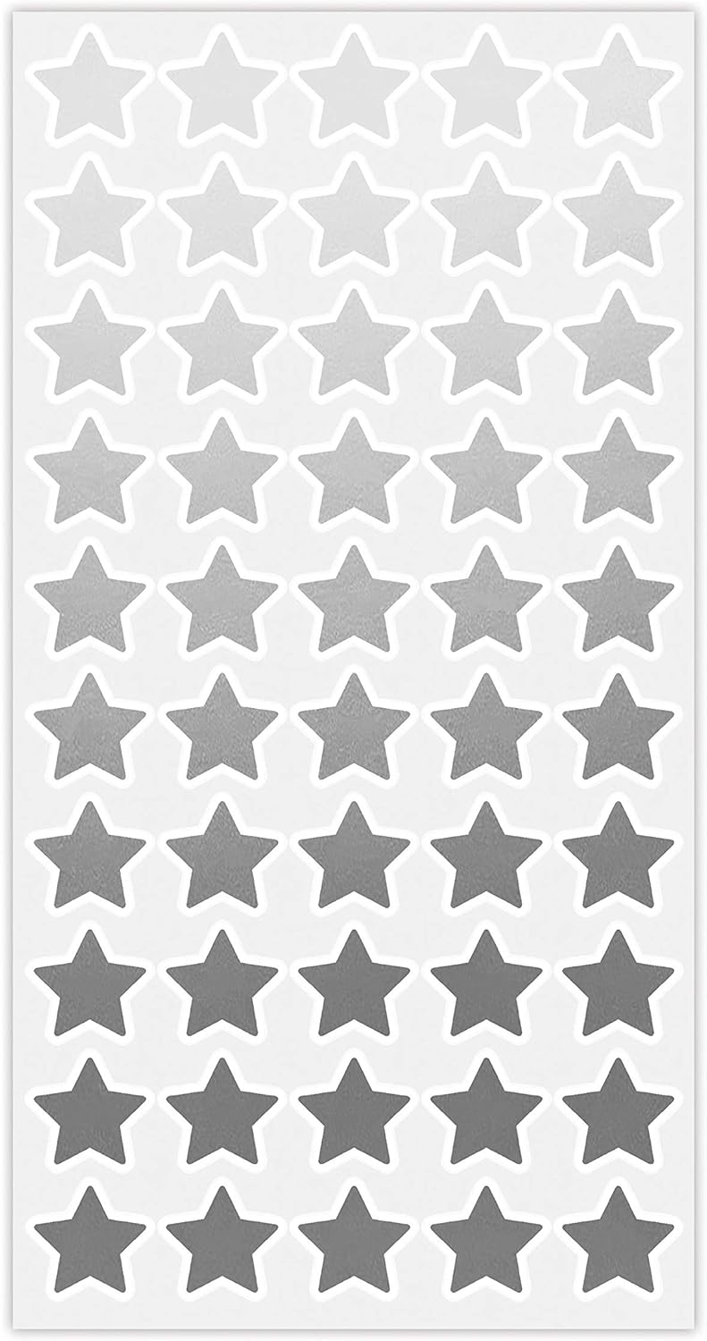 50 Wedding Meal Stickers - Food Identifier & Menu Choice Place Cards for Party Seating - Meal Option Indicator (Silver, Star)