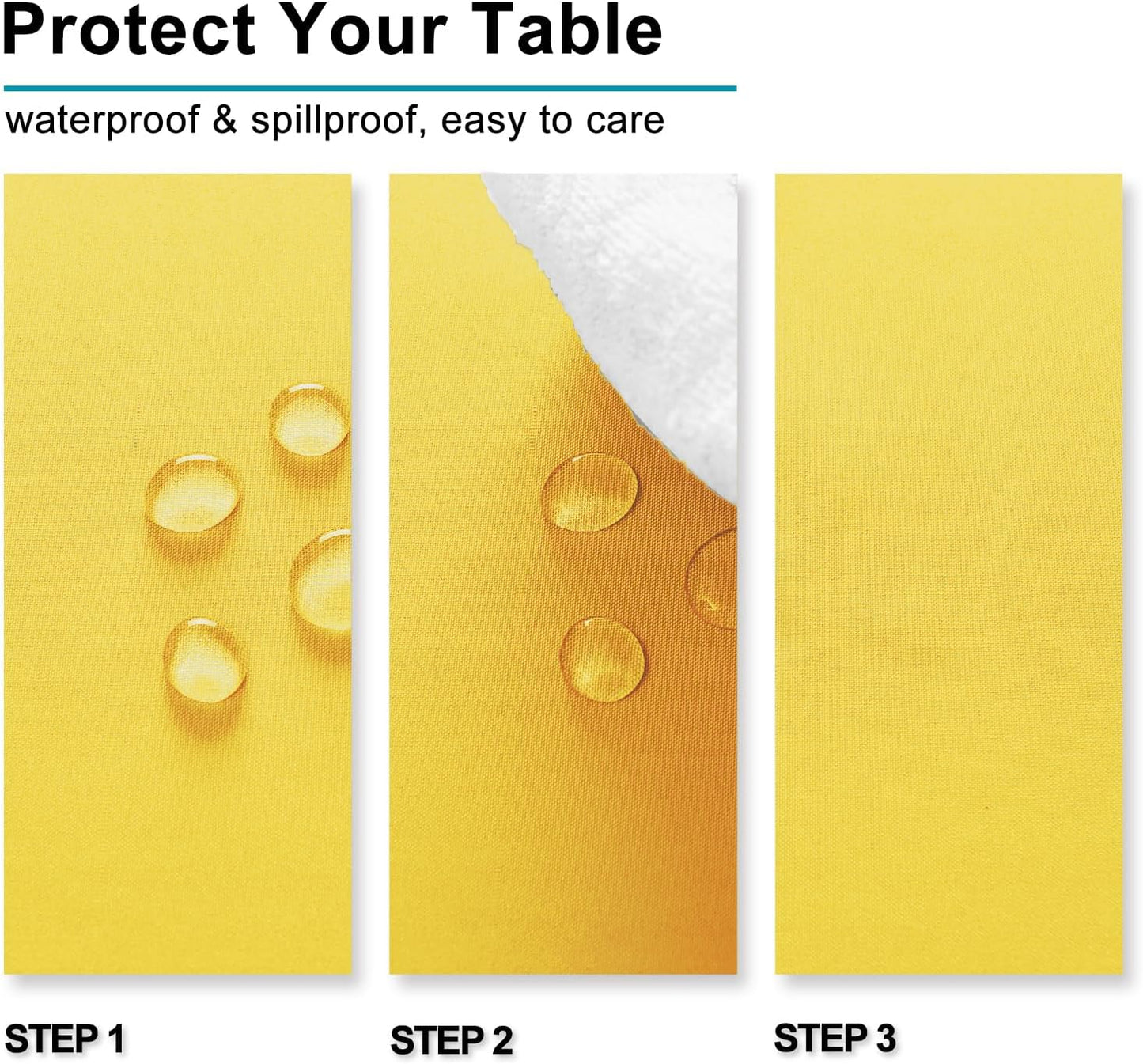 Hiasan 2 Pieces Yellow Rectangle Tablecloth - Spillproof and Waterproof Washable Table Cloth for Dining Room Kitchen Camping, 54 x 80 Inch