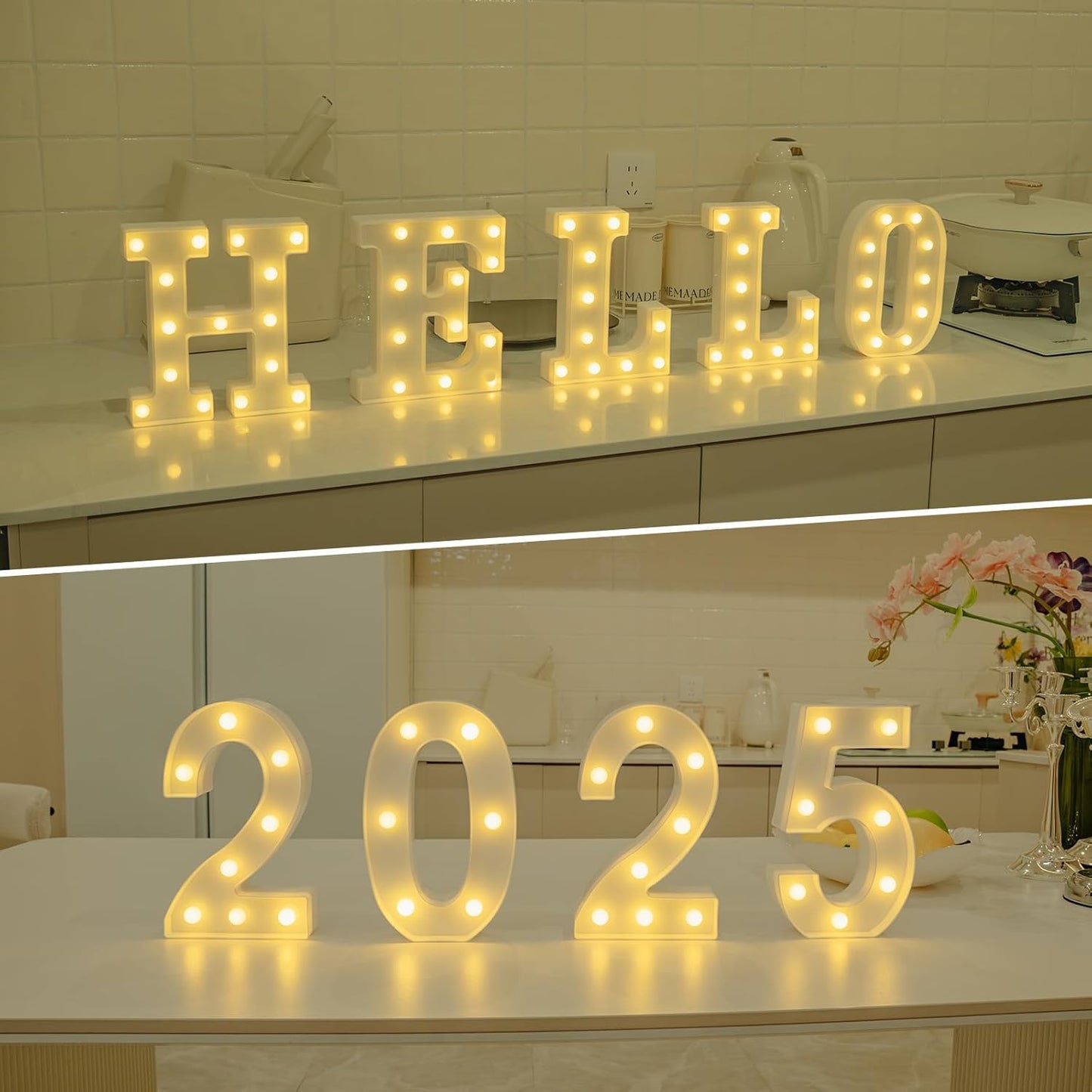 Foaky LED Letter Lights Sign Marquee Light Up Letters Sign for Night Light Wedding/Birthday Party Battery Powered Christmas Lamp Home Bar Decoration(X)