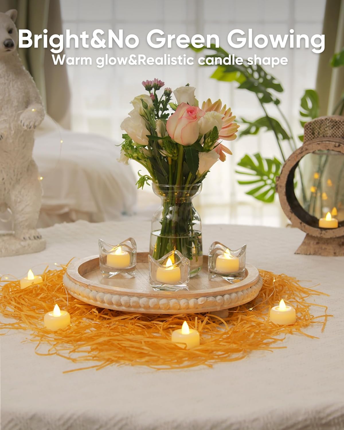 Amagic 24Pack Flameless LED Tea Lights Candles Battery Operated, Electric Fake Tealight Candles for Votive, Halloween, Christmas, Home Decor, Wedding, Table Decor (24Pack)