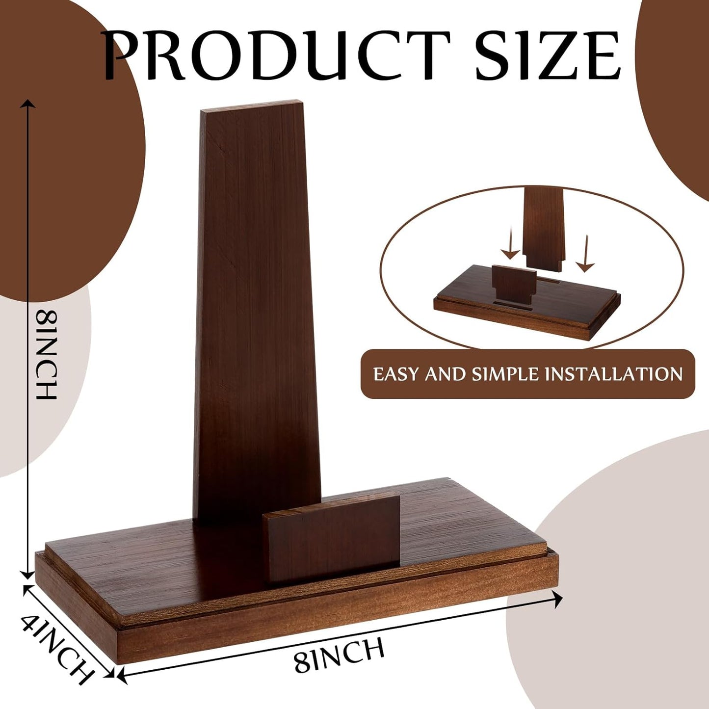 Weysat Wooden Plate Stand for Display 8 Inch Plate Postcard Picture Frame Book Display Stand with Square Block Base Home Office Decorative Table Top Easels