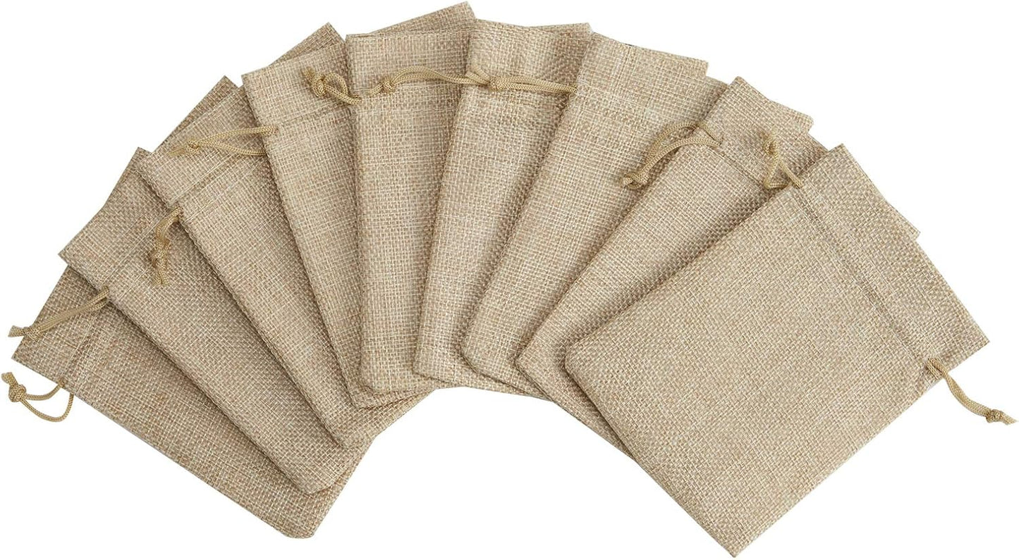 Tendwarm 20 Pcs 7.8x11.8 Inch Burlap Gift Bags with Drawstring Linen Jewelry Bag for Wedding Party Favors