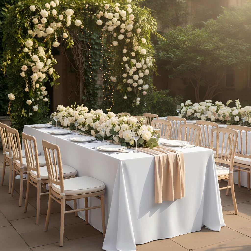 Fitable White Table Clothes for Rectangle Tables, 6 Pack - 90 x 156 Inch - Reusable and Elegant Tablecloths, Polyester Fabric Table Covers for Wedding, Party, Banquet, Formal Events