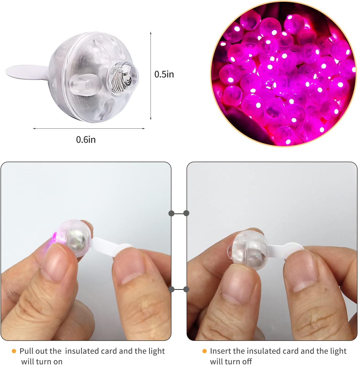 Aogist 200pcs Pink LED Balloon Light, Mini Tiny Light Round Led Ball Lamp for Paper Lantern Balloon Indoor Outdoor Party Event Birthday Party Wedding Decoration Halloween Christmas Supplies