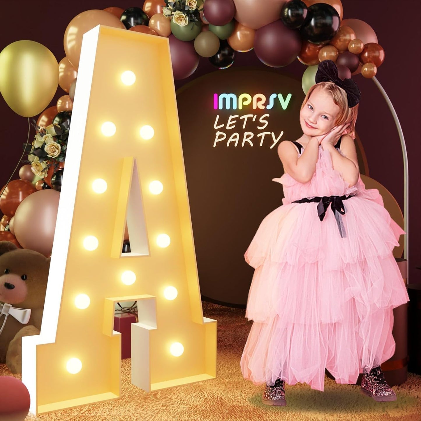 imprsv 4FT Marquee Letters Large Light Up Letters for Birthday Party Decor Wedding Decorations, Marquee A for Party Decoration, Large Signs Arch Kit Decorations