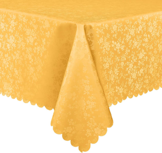 Smiry Rectangle Table Cloth, Waterproof Heavy Duty Vinyl Tablecloths, Wipeable Washable Table Cover for Kitchen and Dining Room (Mustard Yellow, 60" X 120")