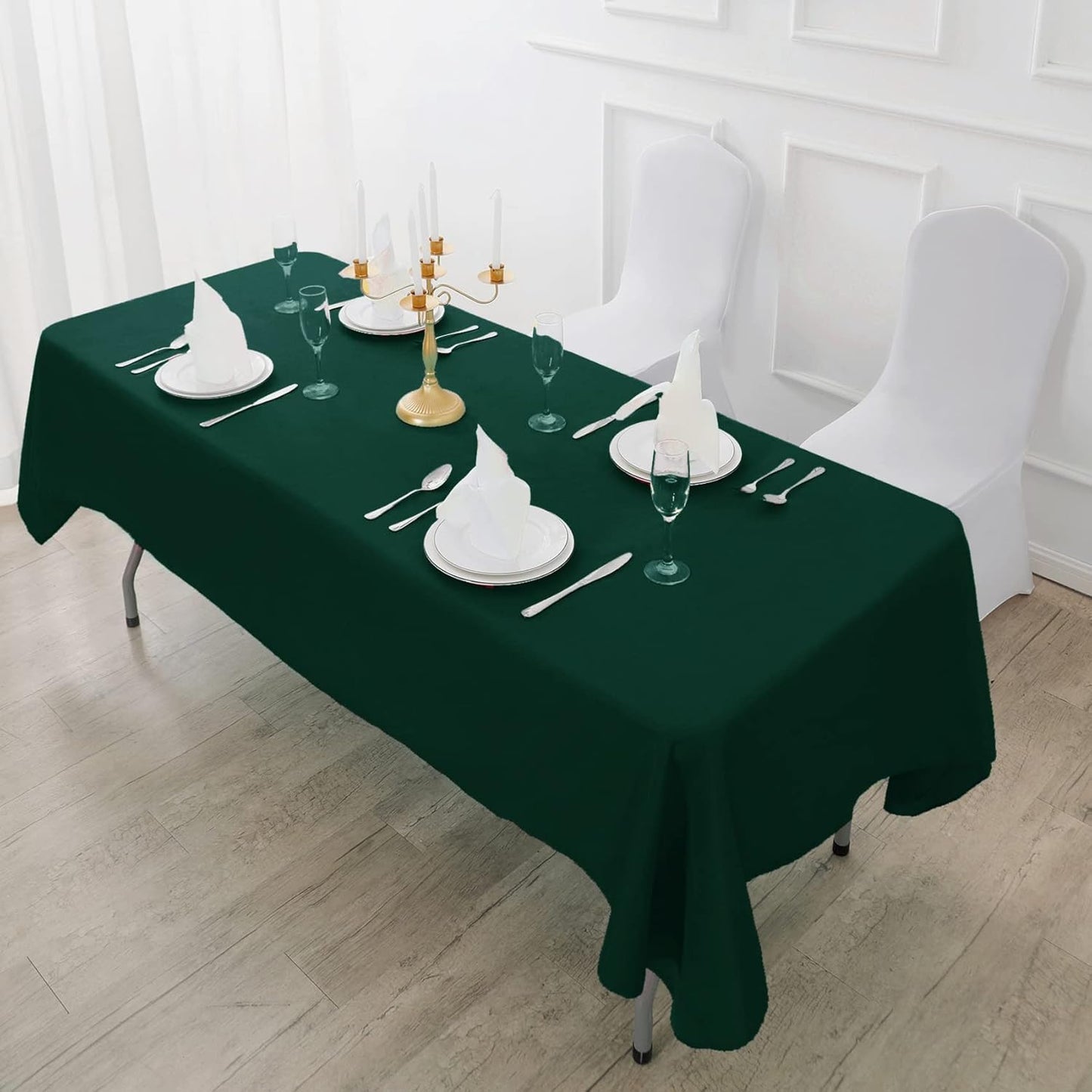 Fokitut 2 Pack Waterproof Rectangle Tablecloth, 60x102 Inch, Stain Resistant and Wrinkle Polyester Table Cloth, Fabric Table Cover for Kitchen Dining, Wedding, Party, Holiday Dinner-Hunter