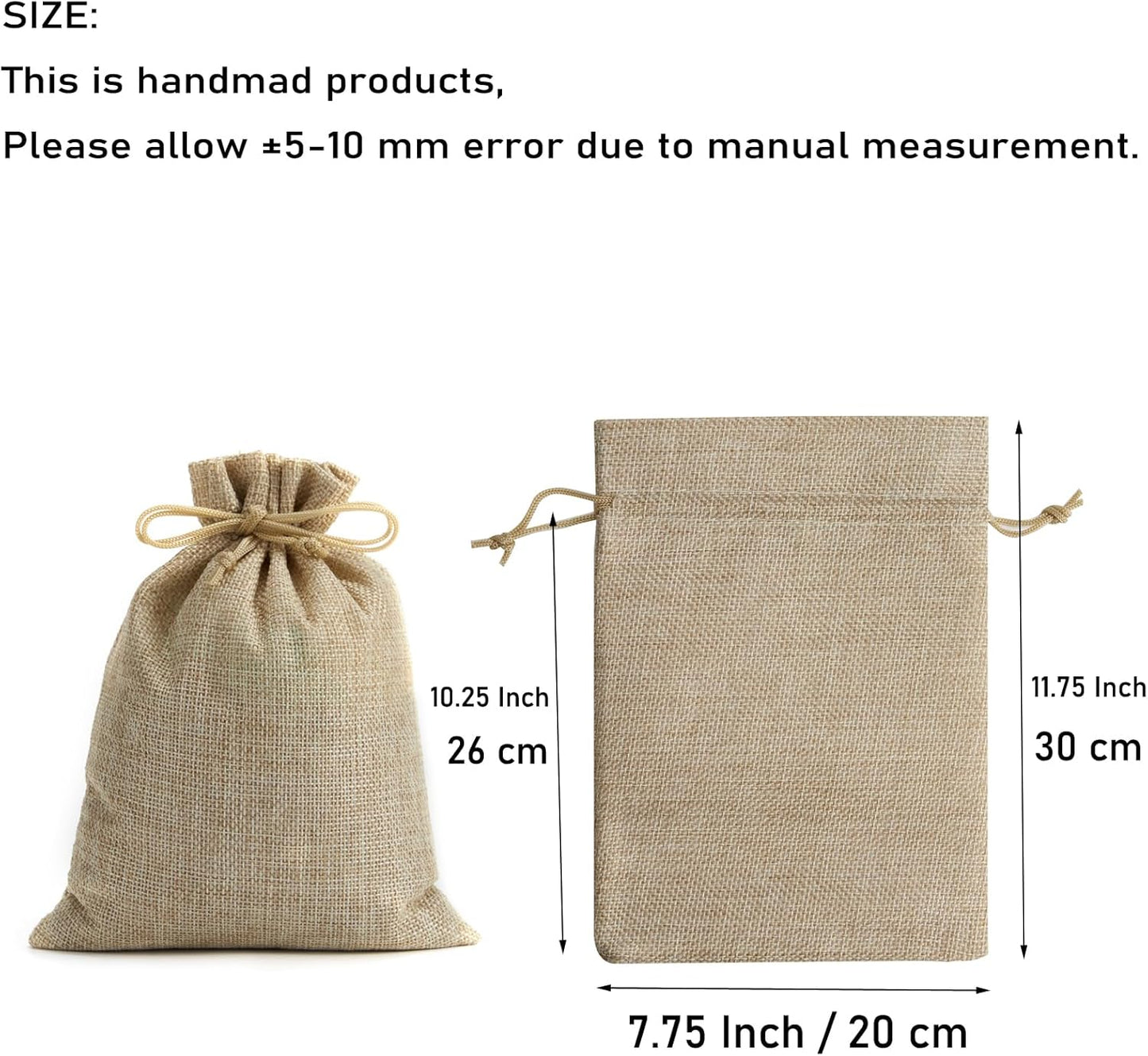 Tendwarm 50 Pcs 7.8x11.8 Inch Burlap Gift Bags with Drawstring Linen Jewelry Bag for Wedding Party Favors