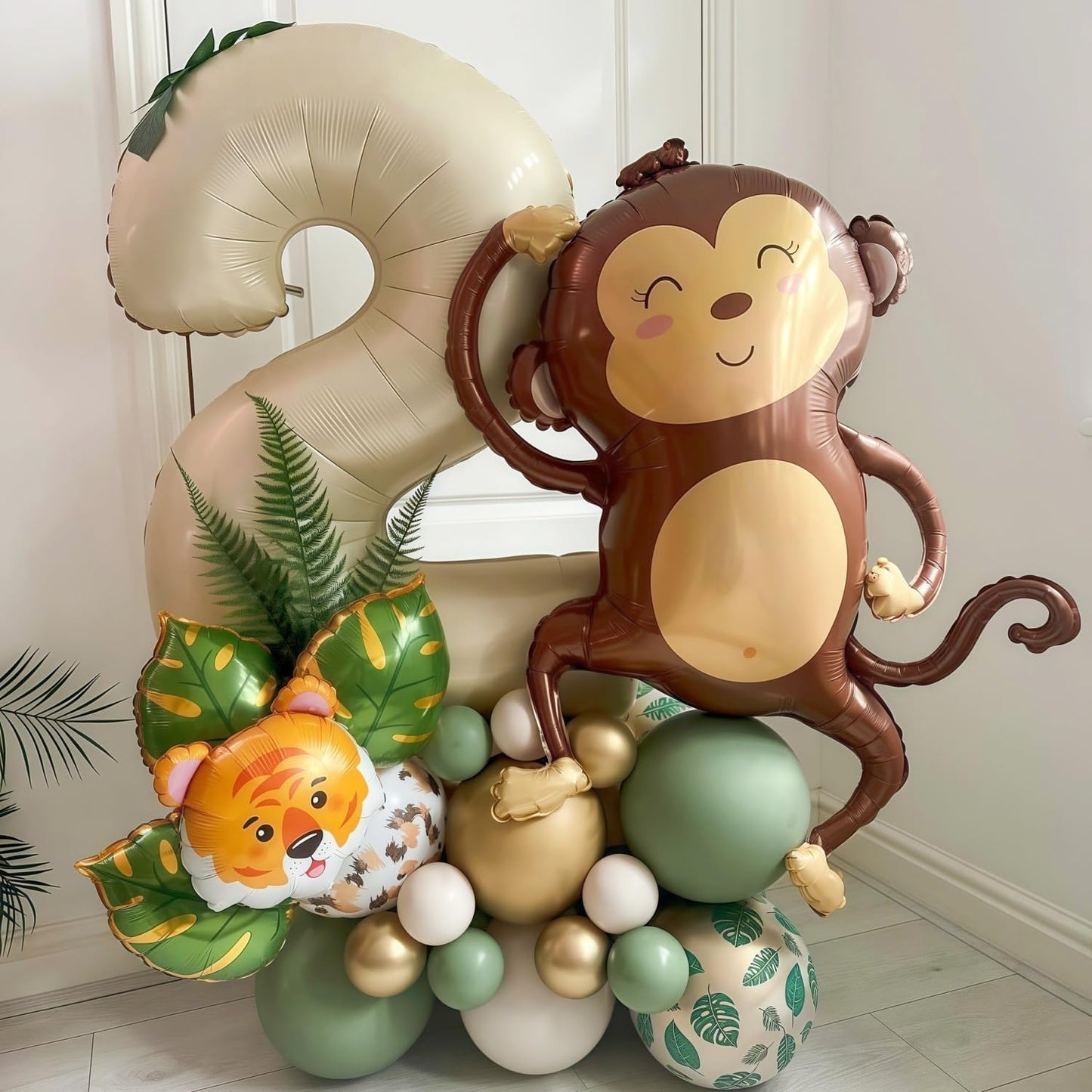 Cream 2 Balloon Number 40 Inch Cream White Number 2 Balloon Helium Mylar 2 Balloon for Birthday Party Decoration