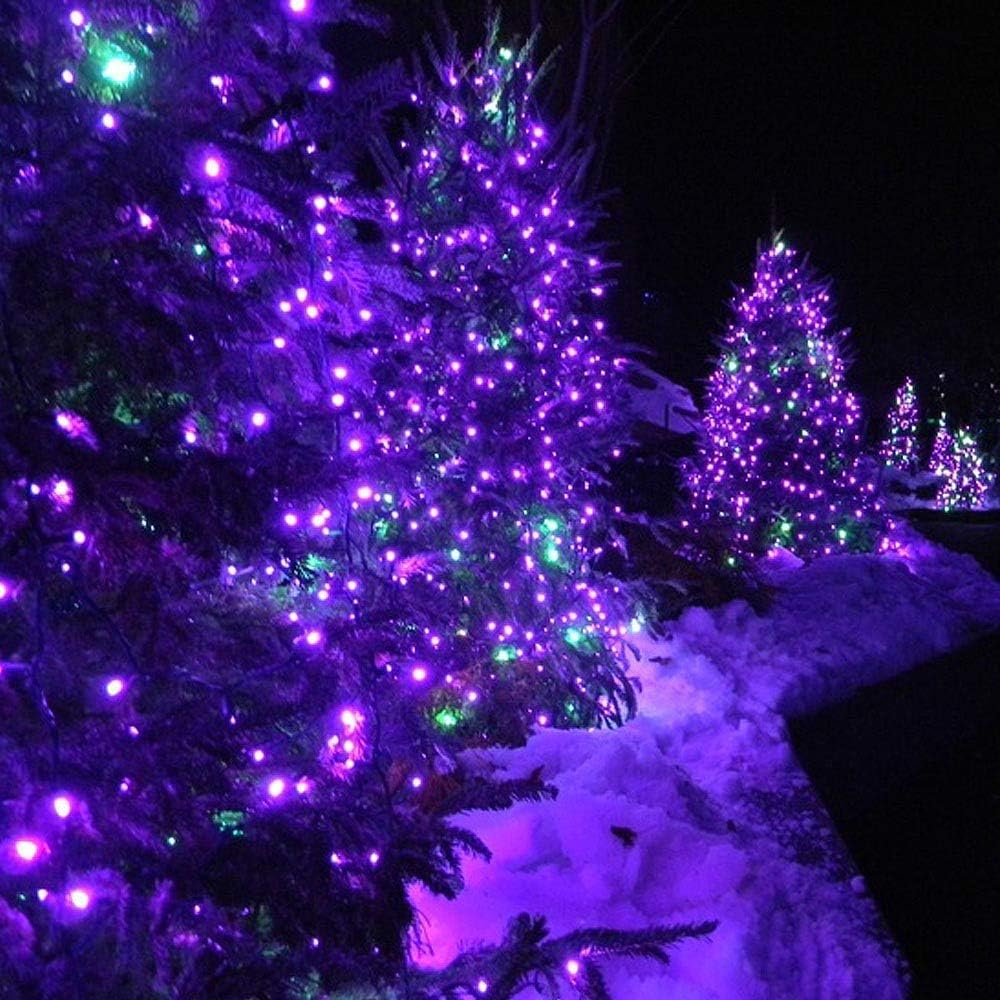 Toodour Solar Christmas Lights, 72ft 200 LED 8 Modes Outdoor Christmas String Lights, Waterproof Solar String Light for Xmas Tree, Fence, Holiday, Party, Balcony, Outdoo Xmas Decorations - Purple