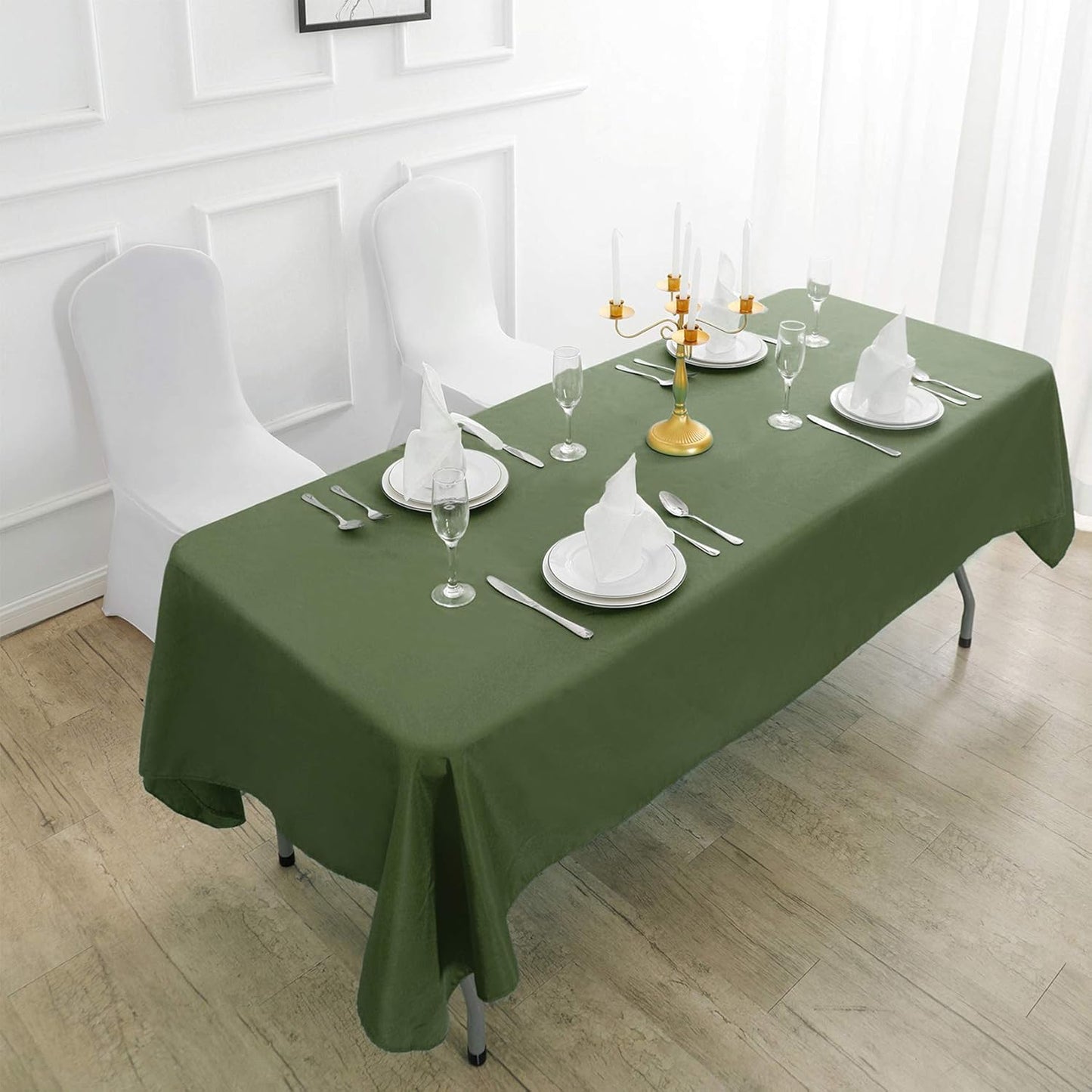 Rectangle Tablecloth 60x102 inch Washable Polyester Fabric Table Cloth for Wedding Party Dining Banquet Decoration（60x102, Willow）