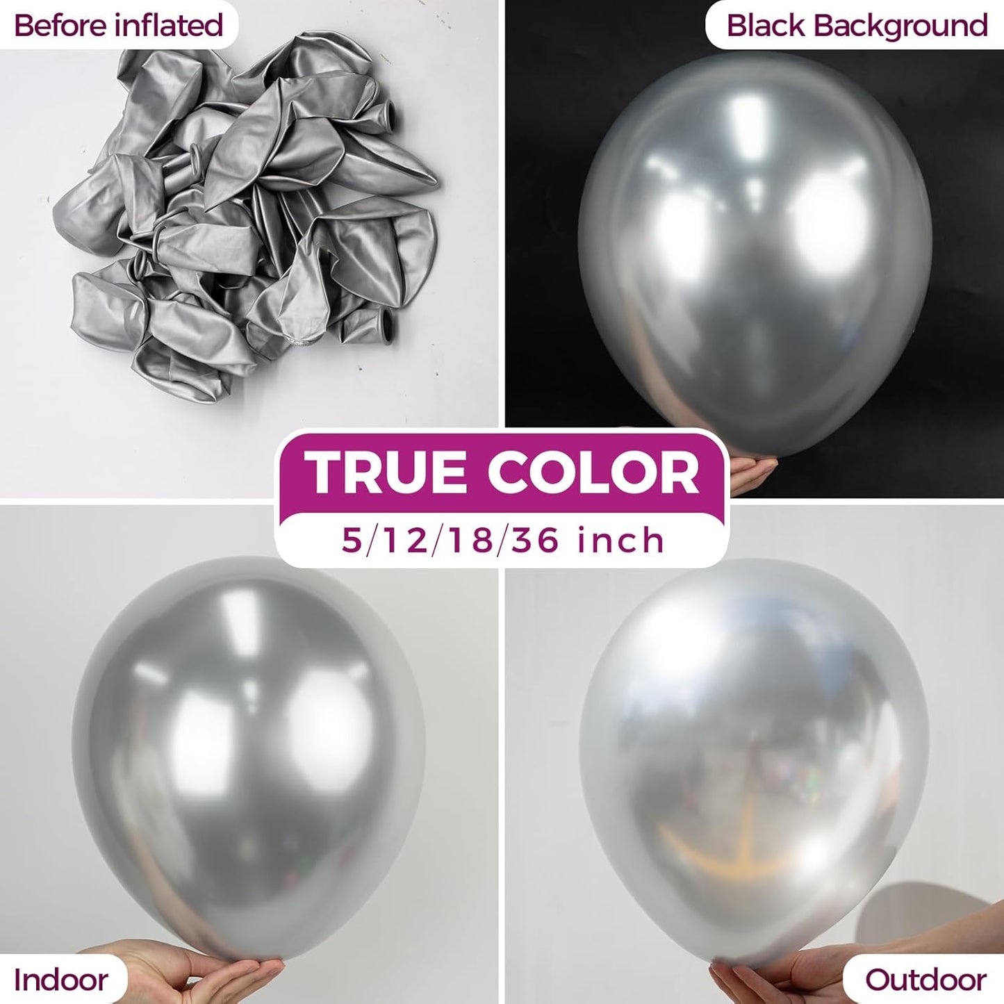 Bezente Metallic Silver Balloons 18 Inch - 30 Pack Large Thick Silver Balloons Big Round Chrome Silver Latex Balloons for Wedding Bridal Shower Birthday Party Decorations