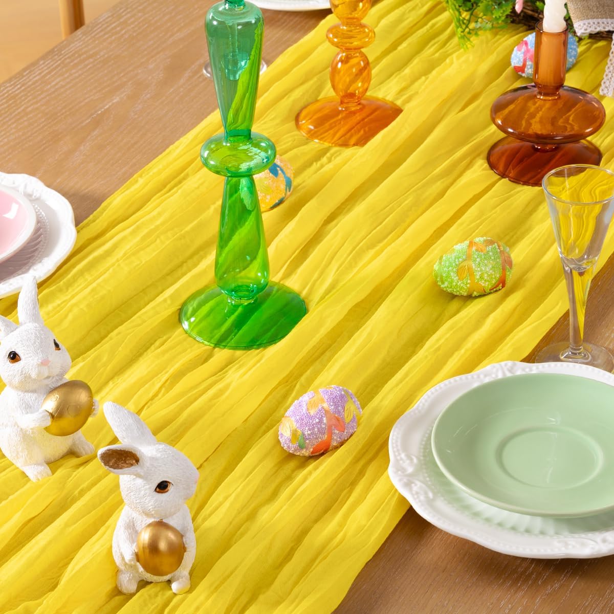 Lemon Yellow Cheesecloth Table Runner Fall Table Runner Boho Gauze 120 Inches Yellow Cheese Cloth Fall Table Decorations for Thanksgiving Wedding Bridal Baby Shower Parties Decor