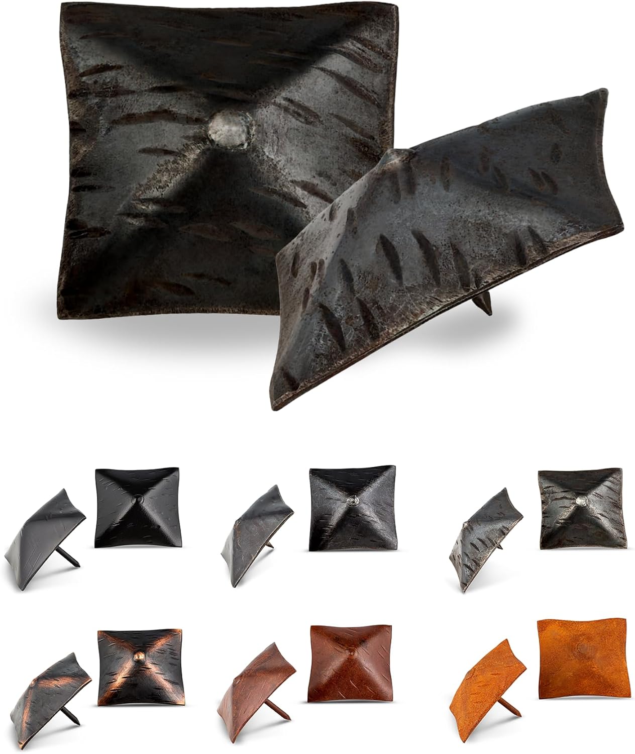 25 Pack 2" Square Head Iron Clavos Decorative Nails – Unfinished – Handmade Rustic Square Fasteners for Farmhouse Shutters, Faux Wood, Barn Doors, Shutters, and Gates – Ornamental Wood Accent