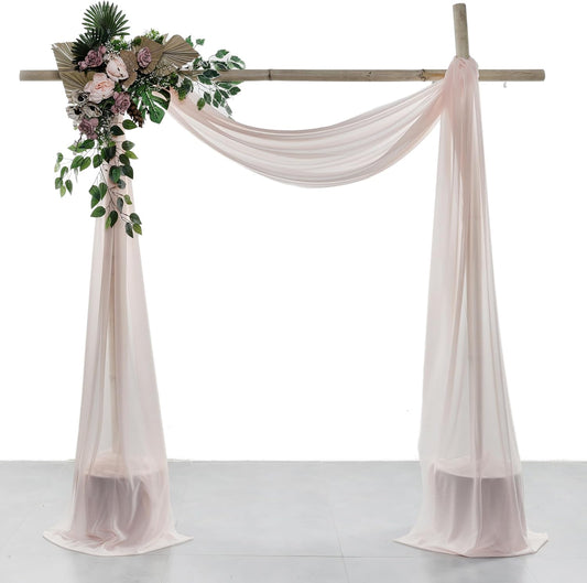 VDS Pack of 1 Panel (30 Inch X 40 Feet) Wedding Arch Draping Fabric Sheer Chiffon Fabric Drapery for Wedding Ceremony Reception Swag Backdrop Canopy Chuppah ARBO Altars Decoration (Nude)