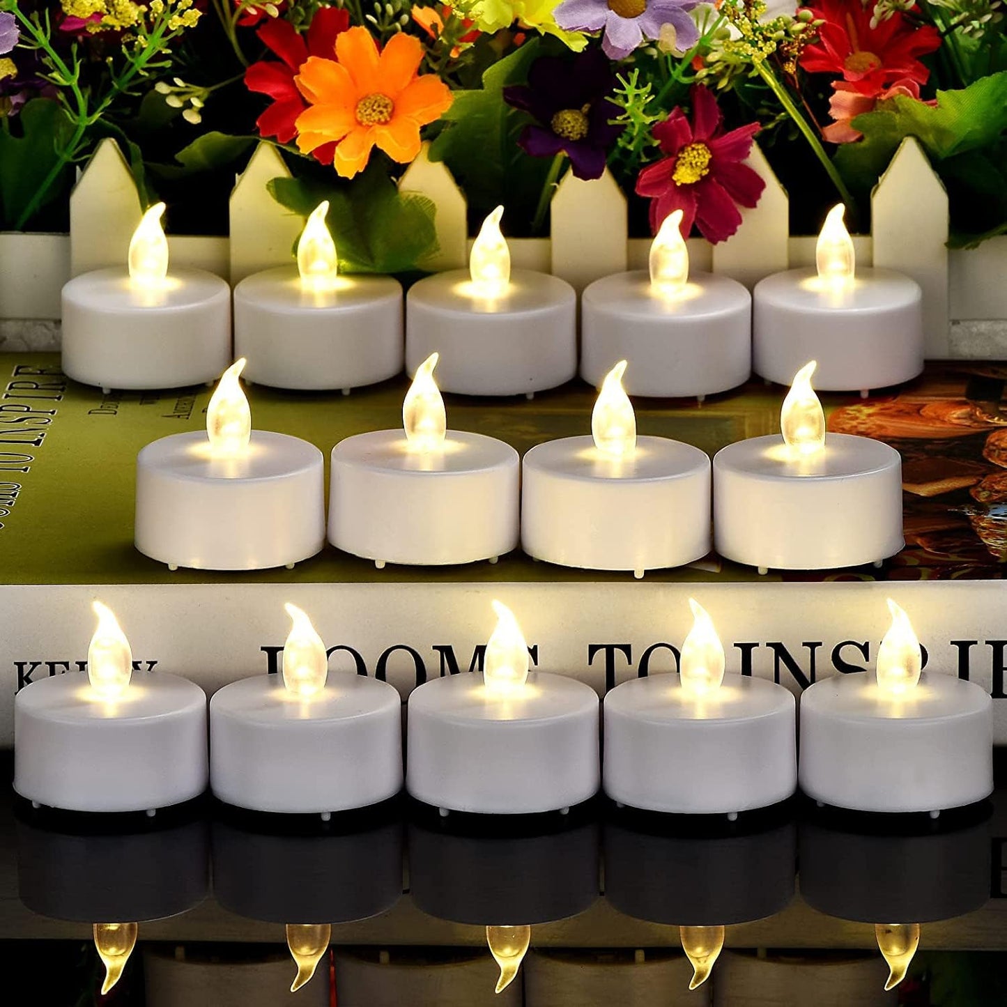 LED Tea Lights Candles- 50PACK Flameless Candles Realistic and Bright Flickering Long Lasting 200Hours for Holiday Celebration,Party, Home Decoration Warm White,Battery Operated