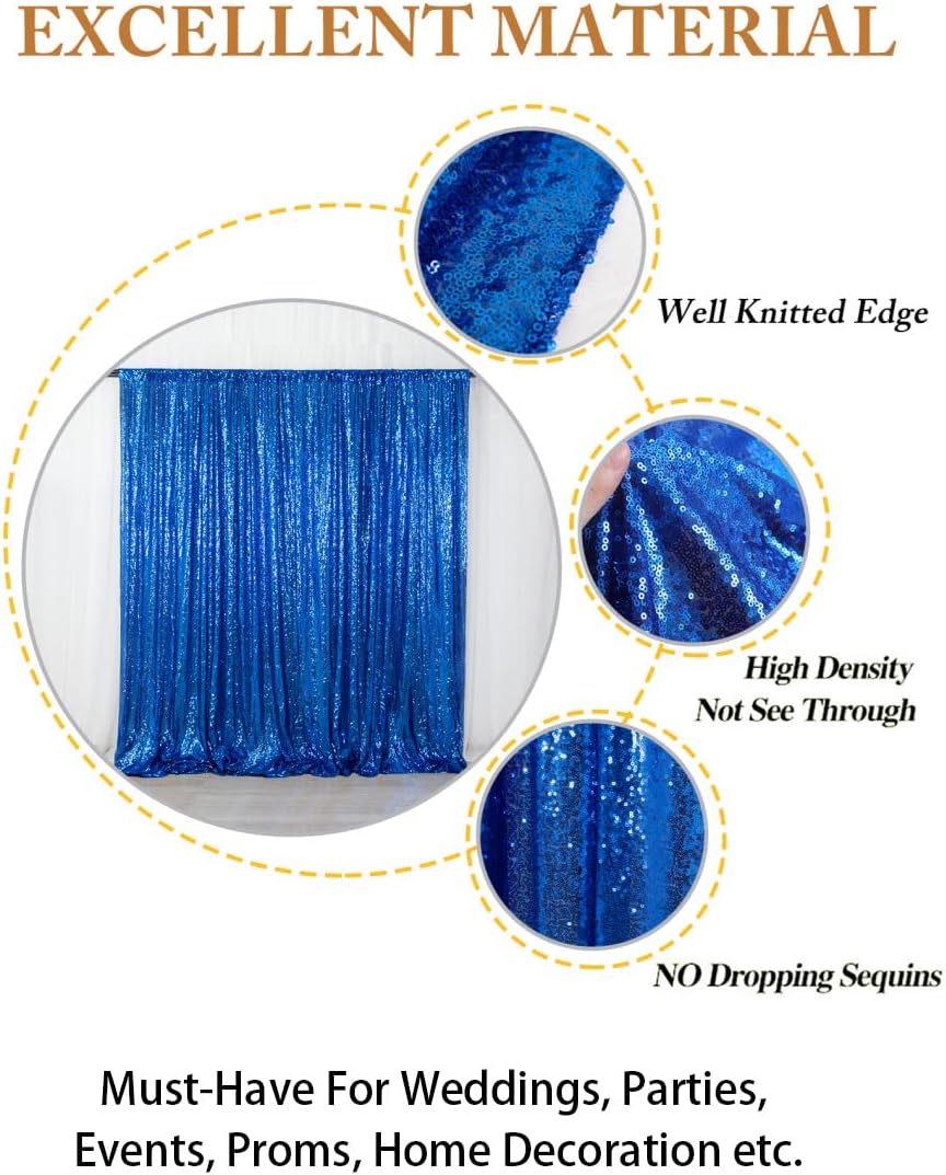 ShinyBeauty Royal Blue Sequin Photo Booth Backdrop 5x10FT | Glitter Birthday Wedding Party Background Curtain | Premium Fabric for Events Photography Decor