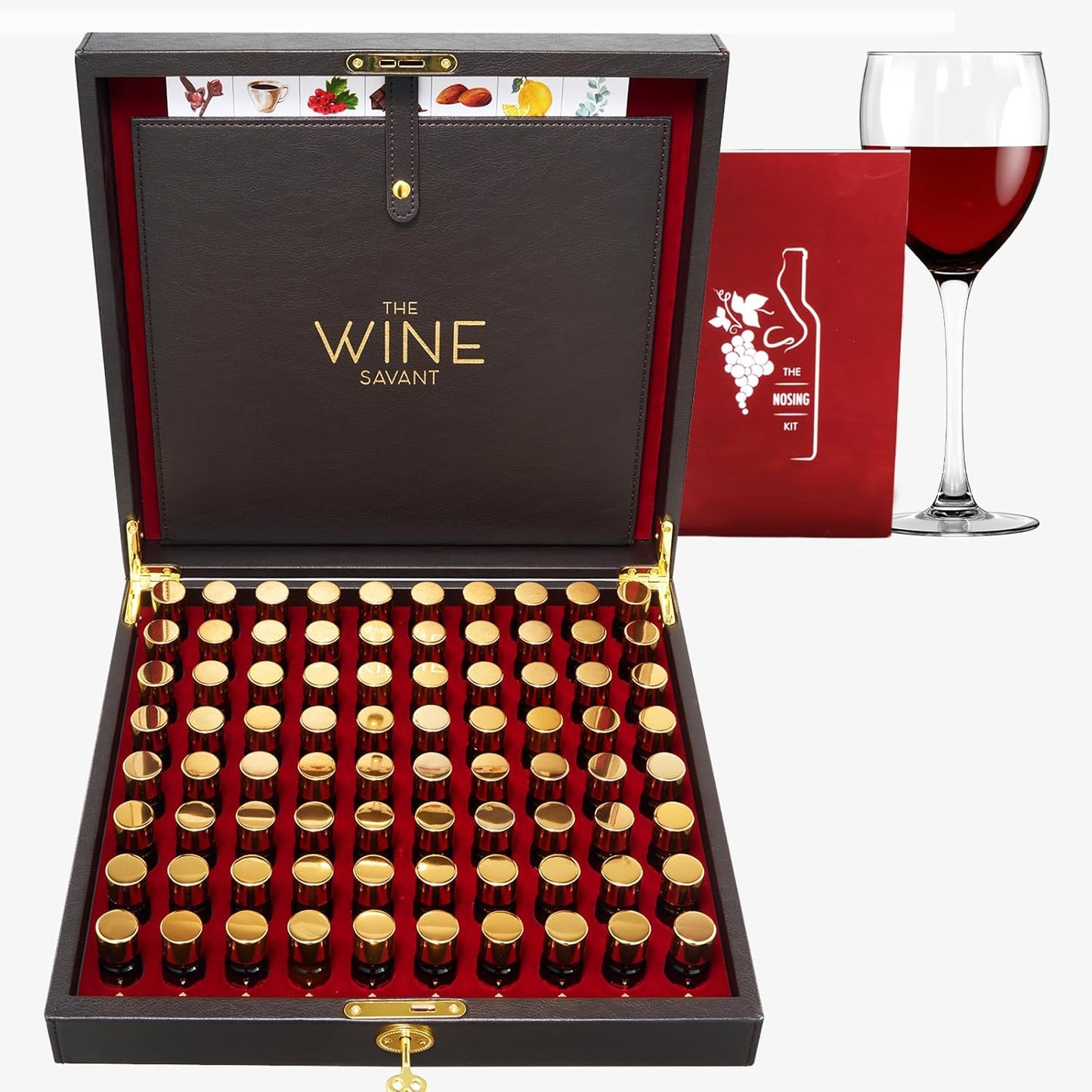 Wine Aroma Kit, Tasting & Smelling Aroma Set For Both White & Red Wines, 80 Aromas, Training Educational Gift - Beginners & Sommelier Master, Book & Accessories Guide Included Wine Game Gifts Holiday
