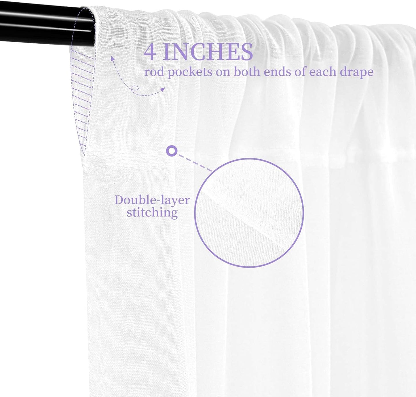 6 Panel White Wedding Drapes, 5ftx10ft Cheesecloth Sheer Fabric Curtains for Wedding Arch, Romantic Ceiling Decorations