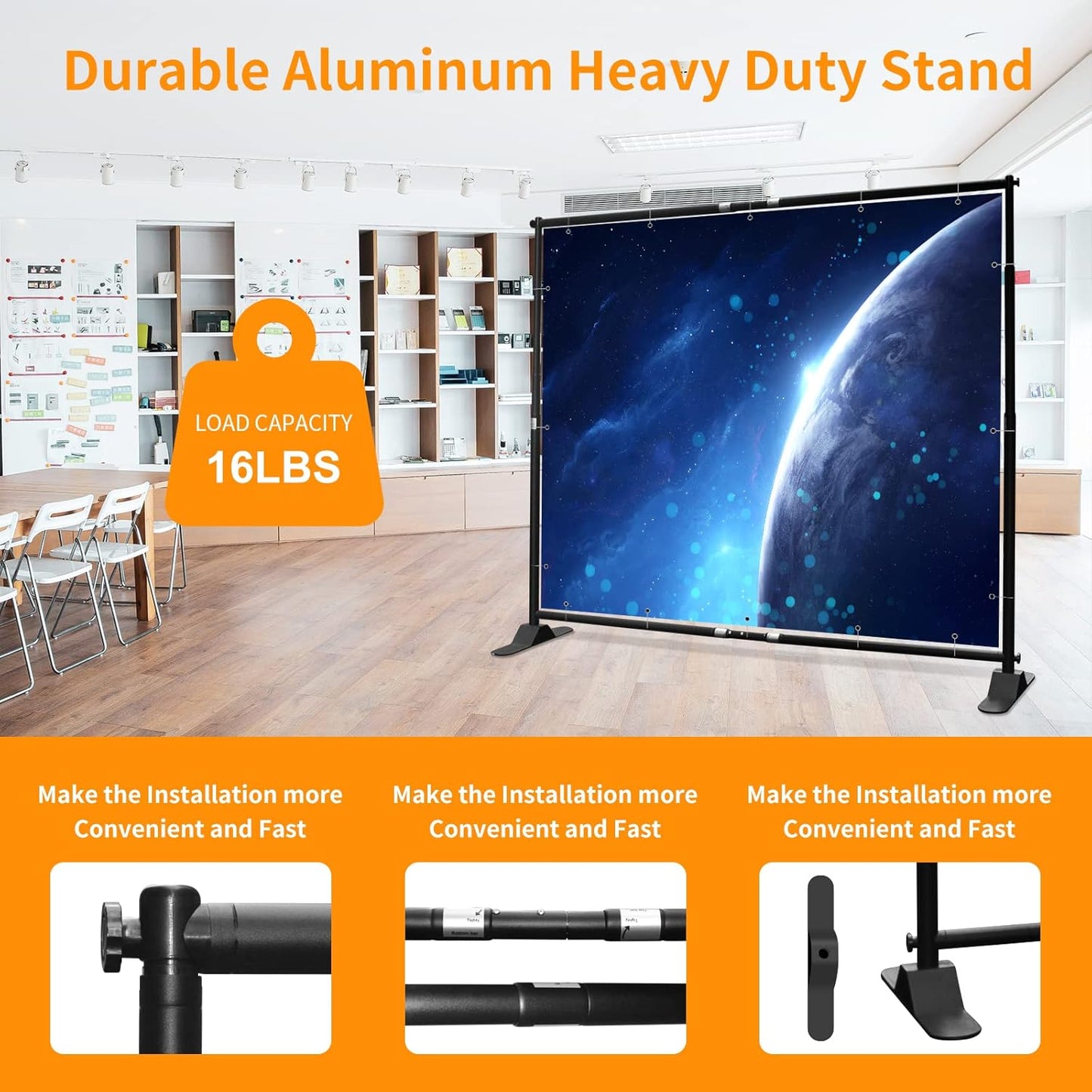 FUDESY 10x8 ft Backdrop Banner, Heavy Duty Adjustable Background Stand Kit with Carrying Bag, Step and Repeat Photography Frame for Trade Show Display Photo Booth Parties
