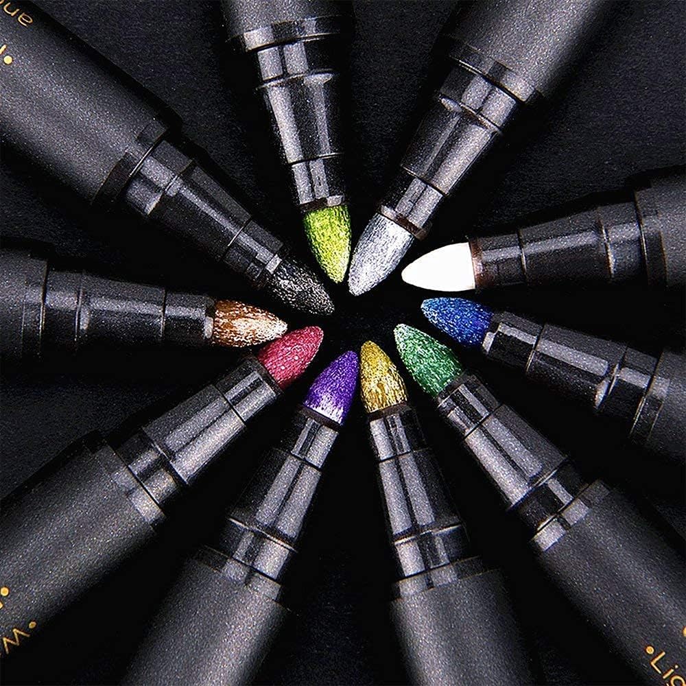 JR.WHITE Metallic Paint Markers, 10 Colors for Rock Painting, Black Paper, Scrapbook, Photo Album, DIY Arts & Crafts, Glass, Wood, Card Making