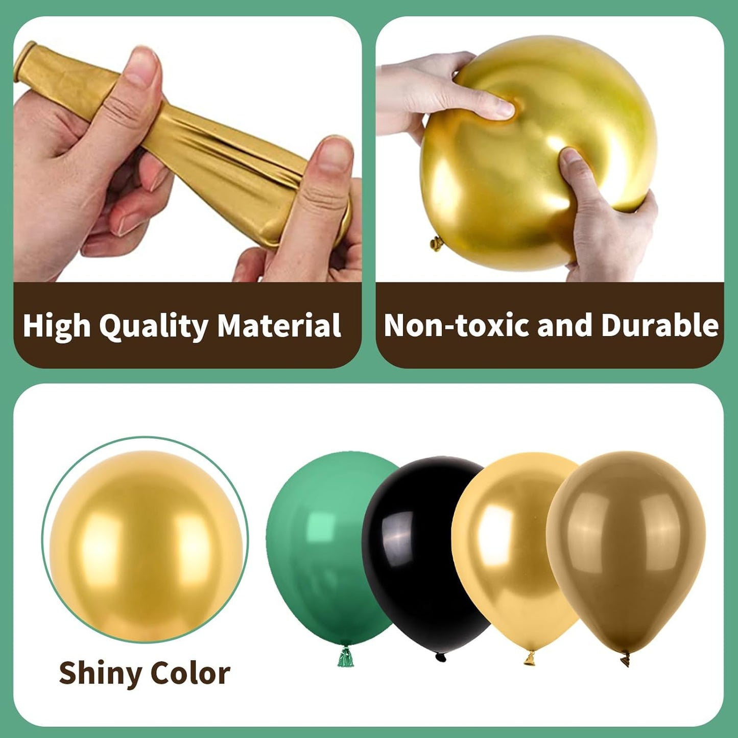 Green and Brown Balloons, Camo Balloons Camouflage Party Balloons Green Black Latex Balloon Metallic Gold Balloon for Kids Adults Hunting Birthday Soldier Army Theme Party Jungle Camping Decorations