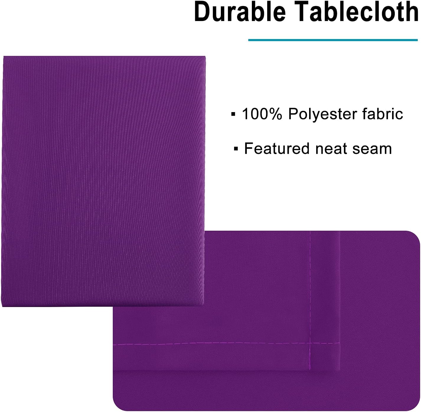 Hiasan Waterproof Tablecloth Rectangle - Washable Fabric Table Cloth for Dining Room Kitchen Birthday Party and Outdoor Use, Royal Purple, 54 x 120 Inch