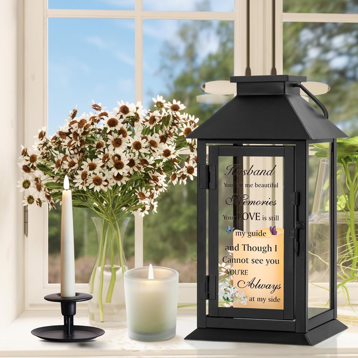 Memorial Gift for Loss of Husband Memorial Lantern for Loss of Husband Sympathy Gift Remembrance Gifts Bereavement Gifts for Loss of Husband Sympathy Lantern with LED Candle