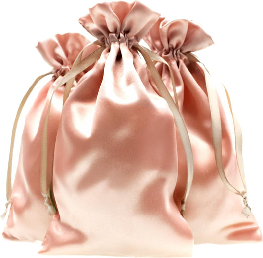 6" x 9" Rose Gold Satin Gift Bags, Jewelry Bags, Wedding Favor Drawstring Bags Baby Shower Christmas Gift Bags 50 per Pack