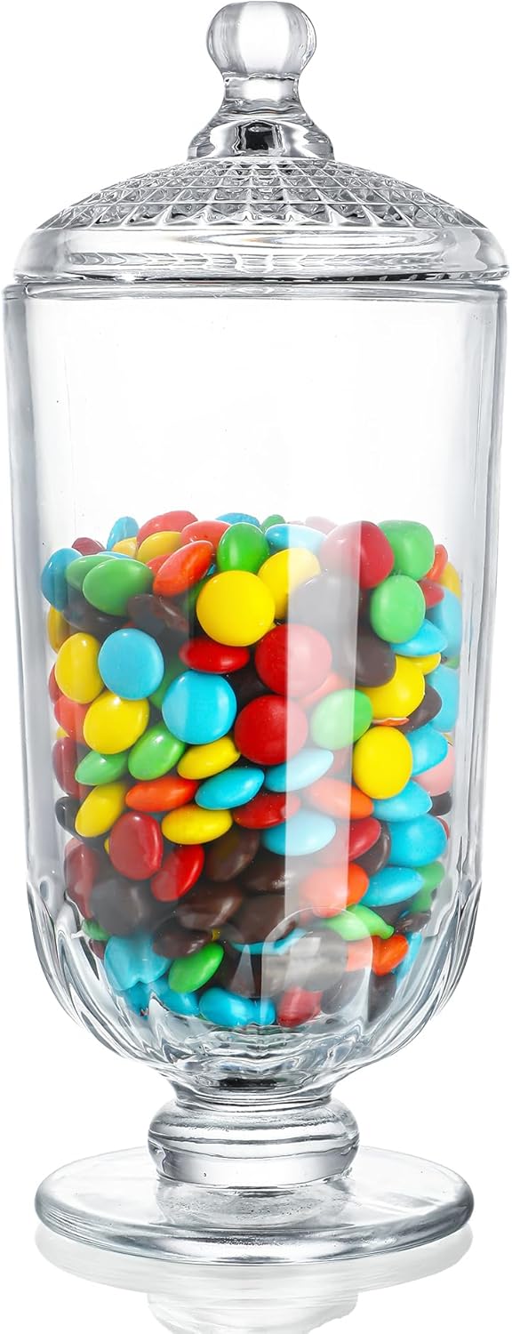 24oz Clear Glass Candy Jar with Lid Glass Cookie Jars Storage Decorative Jars for DIY Projects,Candy Buffet,Shower Favors