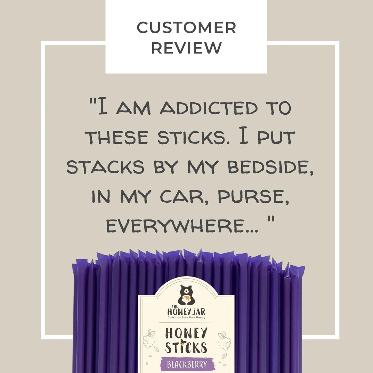 The Honey Jar Blackberry Flavored Honey Sticks - Pure Honey Straws For Tea, Coffee, or a Healthy Treat - One Teaspoon of Flavored Honey Per Stick - Made In The USA with Real Honey - (20 Count)