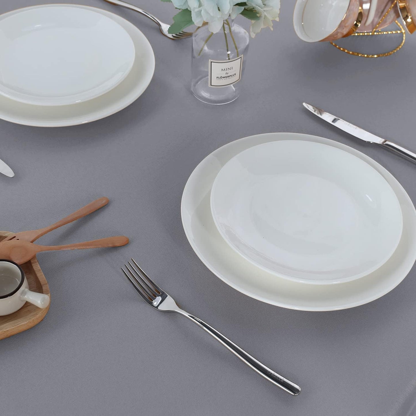 Fitable Rectangle Tablecloth Stain and Wrinkle Resistant Washable Polyester Table Cloth for Buffet Parties and Camping (54x120 inch, Light Grey)