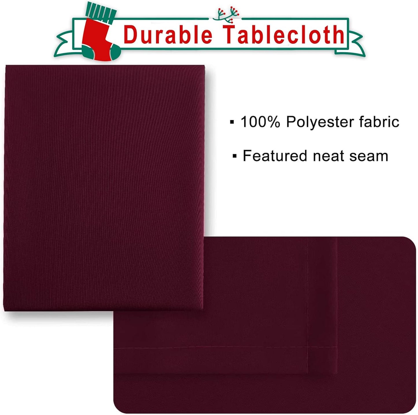 Hiasan Burgundy Tablecloth for Square Tables - Waterproof and Spillproof Washable Fabric Table Cloth for Dining Room Kitchen Party, 30 x 30 Inch