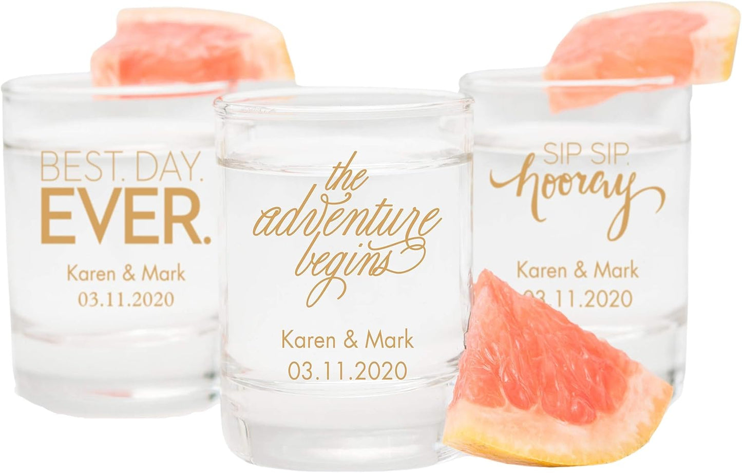 WEDDINGSTAR Personalized 2.75oz Shot Glass Customizable Full Color Print - 60 pack